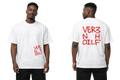White t-shirt with red text 'vermillion' on a white background